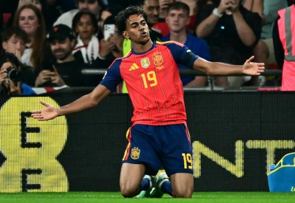 Lamine Yamal, auteur de l'ouverture du score pour l'Espagne face à l'Angleterre, le 26 septembre 2026 à Wembley