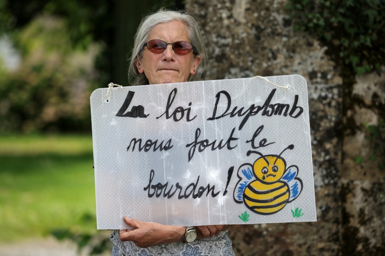 Une opposante à la loi Duplomb, membre de la Confédération paysanne, , le 5 juin 2025 à Saint-Michel dans le Gers