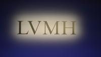 Logo de LVMH, lors de la présentation des résultats annuels du groupe, Paris, le 26 janvier 2022