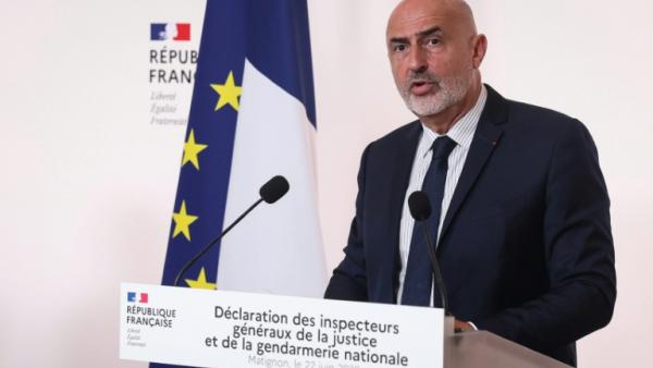 Stéphane Noël, chef de l'Inspection générale de la justice, lors de la remise du rapport sur l'affaire Lyhanna à Matignon, à Paris, le 22 juin 2026