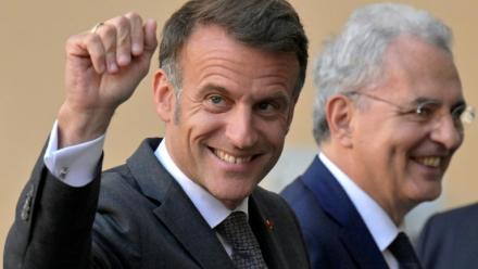 Le président de la République Emmanuel Macron à Rome en Italie le 9 avril 2026
