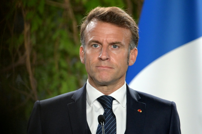 Le président Emmanuel Macron lors d'une conférence de presse à Portoroz en Slovénie le 20 octobre 2025