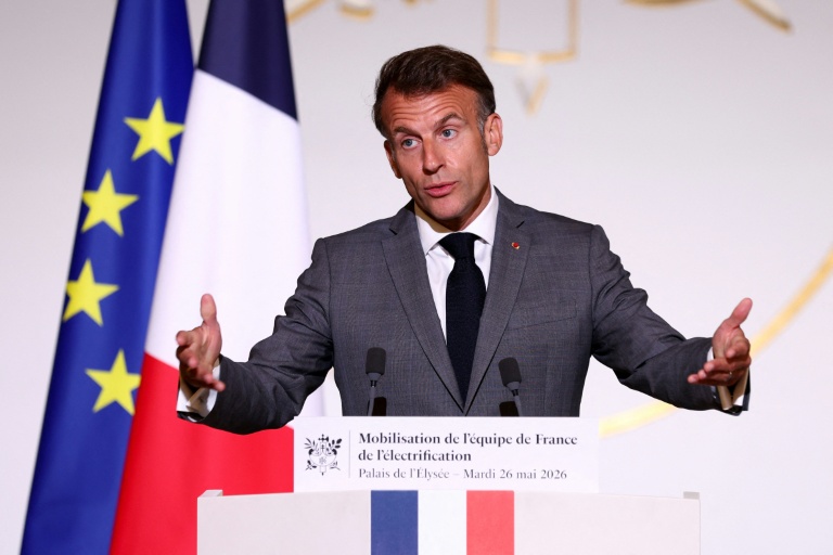 Le président Emmanuel Macron lors d'une conférence de presse organisée dans le cadre d'une réunion avec l'