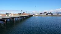 Vue sur le quai Mardones, de la ville portuaire de Punta Arenas, au Chili, le 28 septembre 2026