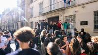 Manifestation de lycéens devant le lycée Sophie-Germain à Paris le 16 octobre 2026