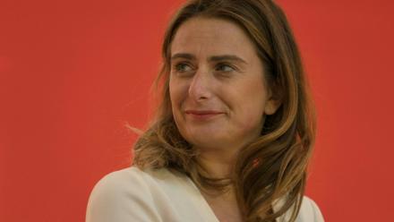 La patronne des Ecologistes Marine Tondelier lors de la 5e édition des "Rencontres de la Gauche"  à Bram, dans le sud-ouest de la France le 27 septembre 2025