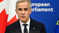 Le Premier ministre canadien Mark Carney lors de son discours devant le Parlement européen à Strasbourg (France), le 17 septembre 