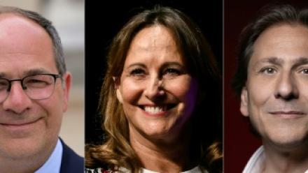 Montage de photos d'archives réalisé le 16 septembre 2026 et montrant, de gauche à droite, les candidats à la primaire sociale-démocrate à la présidentielle de 2027, Olivier Faure, Emmanuel Maurel, Ségolène Royal, Jérôme Guedj et Raphaël Glucksmann