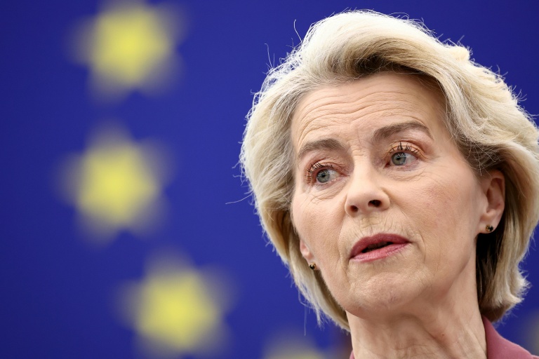La présidente de la Commission européenne, Ursula von der Leyen, à Strasbourg, le 17 décembre 2025