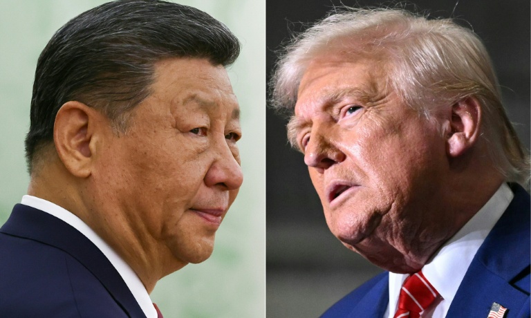 Combinaison de photos créée le 5 juin 2025 montrant les présidents chinois Xi Jinping et américain Donald Trump