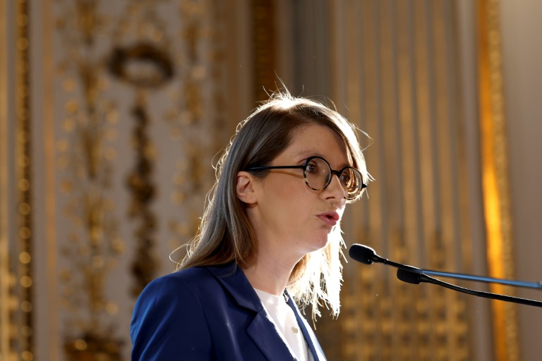 La ministre chargée de la lutte contre les discriminations Aurore Bergé, le 28 avril 2025, à Paris