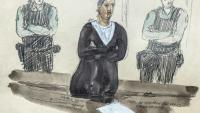 Croquis d'audience du 17 octobre 2025 montrant Dahbia Benkired lors de son procès pour le meurtre de Lola, à la cour d'assises de Paris