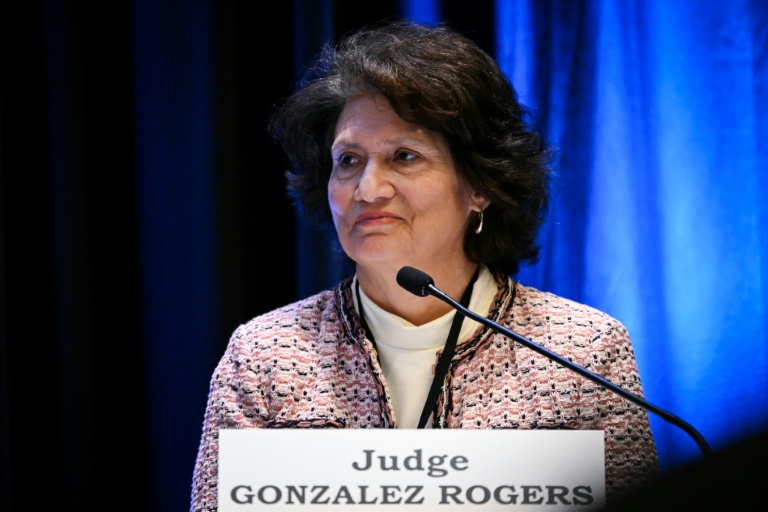 La juge Yvonne Gonzalez Rogers, lors d'une table ronde à la réunion annuelle de printemps de l'American Bar Association (ABA) consacrée au droit de la concurrence, à Washington, le 2 avril 2025