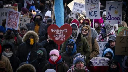 Manifestation contre les méthodes de la police de l'immigration à Minneapolis le 23 janvier 2026