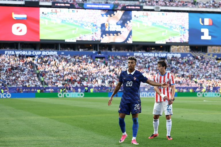 Le Français Désiré Doué lors de la victoire de l'équipe de France contre le Paraguay en 8e de finale de Coupe du monde, au Philadelphia Stadium le 4 juillet 2026
