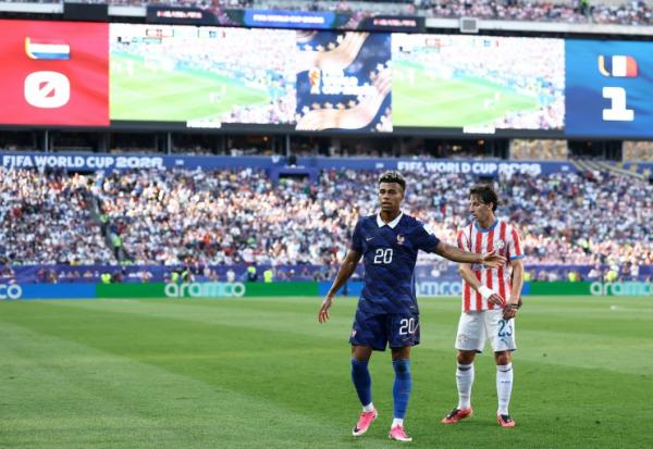 Le Français Désiré Doué lors de la victoire de l'équipe de France contre le Paraguay en 8e de finale de Coupe du monde, au Philadelphia Stadium le 4 juillet 2026