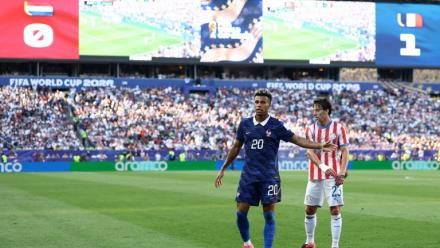 Le Français Désiré Doué lors de la victoire de l'équipe de France contre le Paraguay en 8e de finale de Coupe du monde, au Philadelphia Stadium le 4 juillet 2026