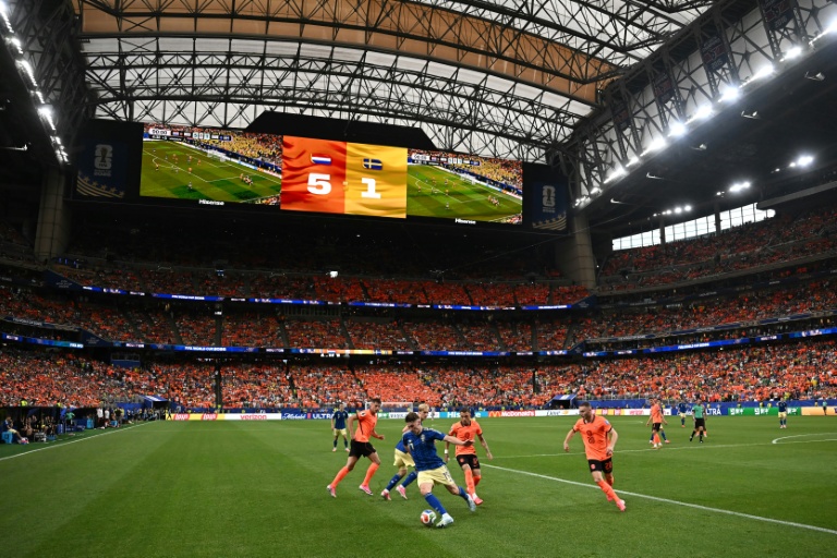 Vue générale du match entre les Pays-Bas et la Suède le 20 juin 2026 à Houston. Tenus en échec par le Japon (2-2) pour leur entrée dans la compétition, les Oranje ont survolé cette fois les débats, s'imposant 5-1
