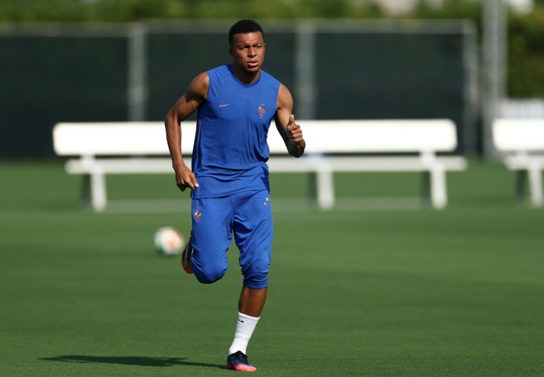 Kylian Mbappé participe à une séance d'entraînement, le 3 juillet 2026 à Philadelphie aux Etats-Unis