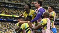 La joie des Brésiliens après le but de Gabriel Martinelli face au Japon (2-1) le 29 juin 2026 à Houston qui les envoie en huitième de finale du Mondial-2026   
