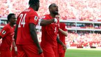 L'attaquant Cyle Larin (N.9), auteur de l'égalisation du Canada face à la Bosnie-Herzégovine, lors de la Coupe du monde, le 12 juin 2026 à Toronto