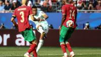Le capitaine des Bleus Kylian Mbappé ouvre le score à la 60e minute du quart de finale remporté 2-0 par l'équipe de France face au Maroc le 9 juillet 2026 à Foxborough 
