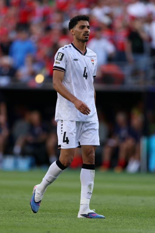 Zaid Tahseen, défenseur central de l'Irak, lors du match du groupe I du Mondial-2026 contre la Norvège, à Foxborough (Massachusetts), le 16 juin 2026