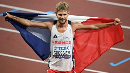 Le Français Jimmmy Gressier, médaillé de bronze du 5.000 m, aux Mondiaux d'athlétisme à Tokyo, le 21 septembre 2025