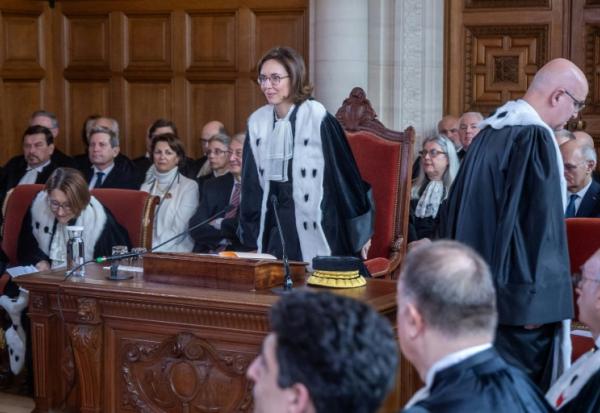 Amélie de Montchalin, nouvelle présidente de la Cour des comptes, lors de sa cérémonie d'investiture au siège de la Cour des comptes à Paris, le 13 mars 2026