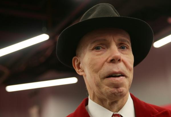 L'anatomiste allemand et inventeur de la technique de plastination Gunther von Hagens, lors de l’ouverture du musée Body Worlds à Londres, le 4 octobre 2018