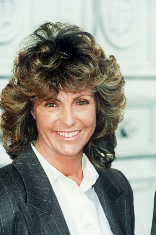 La comédienne Chantal Nobel à la sortie du Palais de justice d'Aix-en-Provence, le 13 février 1990.