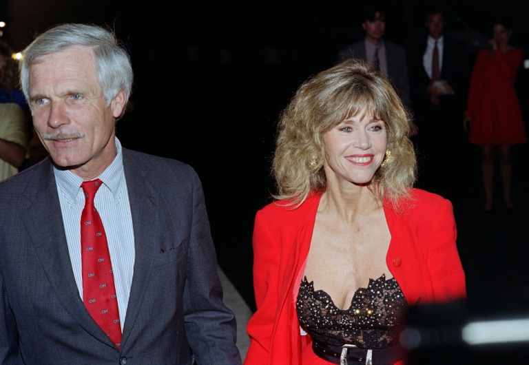 Ted Turner et son épouse, l'actrice américaine Jane Fonda, le 30 septembre 1991à Hollywood, en Californie
