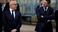 Eric Ciotti, à gauche, et à sa droite Christian Estrosi, le 18 avril 2024, à Nice, dans les Alpes-Maritimes