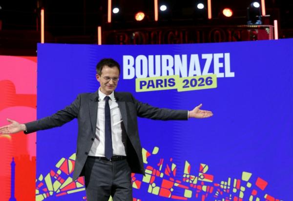 Pierre-Yves Bournazel, candidat Horizons et Renaissance à la mairie de Paris, lors d'un meeting de campagne à Paris, le 10 février 2026