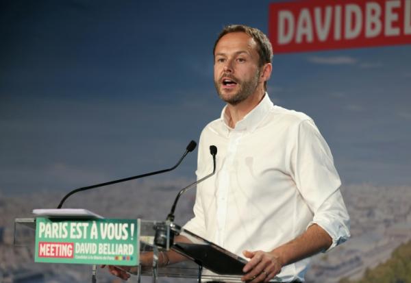 L'écologiste David Belliard, candidat à la mairie de Paris, lors d'un meeting à Paris le 23 juin 2025