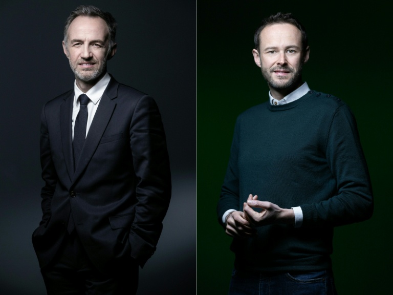 Photomontage créé le 17 décembre 2025 montrant le socialiste Emmanuel Grégoire (g) et l'écologiste David Belliard