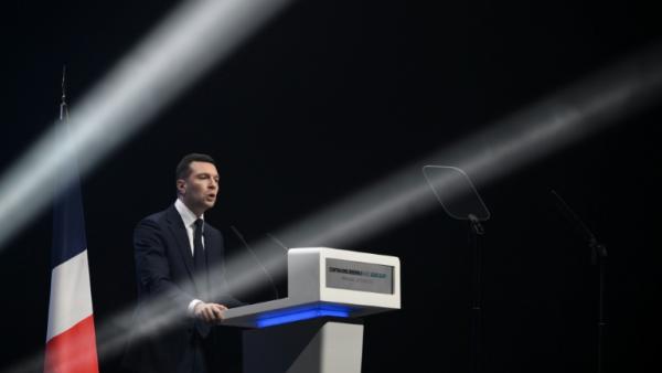 Le président du Rassemblement National Jordan Bardella à Perpignan dans les Pyrénées-Orientales le 28 février 2026