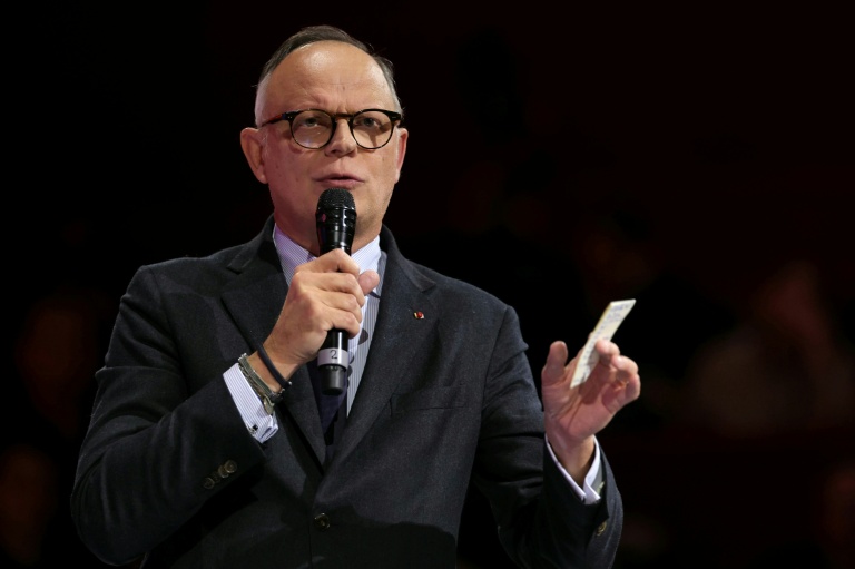 Edouard Philippe lors d'un meeting du candidat Horizons aux municipales à Paris, Pierre-Yves Bournazel, le 10 février 2026 à Paris