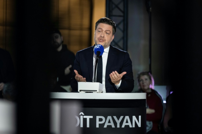 Le maire sortant de Marseille et candidat à sa réélection, Benoît Payan, lors d'un débat entre les principaux candidats aux municipales, le 19 février 202 à Marseille