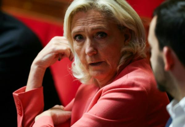 Marine Le Pen, présidente du groupe parlementaire du Rassemblement national, à l'Assemblée nationale, à Paris, le 25 février 2026
