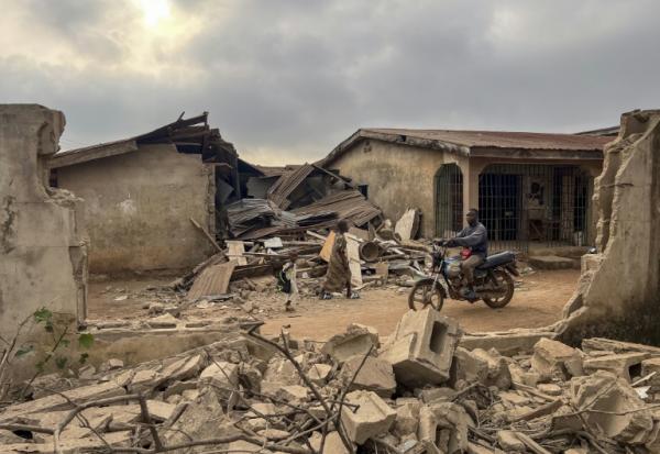 Photo de maisons détruites à Offa, dans l'Etat de Kwara, le 27 décembre 2027