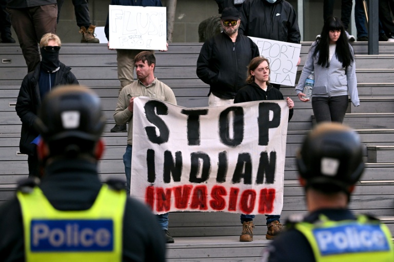 Manifestation anti-immigration indienne à Melbourne en Australie le 9 juillet 2026