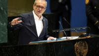 Le président iranien Massoud Pezeshkian lors de l'Assemblée général de l'ONU, le 24 septembre 2025 à New York