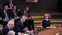 Le secrétaire américain à la Défense, Pete Hegseth, prend la parole lors d'une réunion des ministres de la Défense de l'Otan au siège de l'organisation, à Bruxelles, le 18 juin 2026