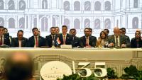 Le président paraguayen Santiago Peña (c), lors du 68e sommet des chefs d'État du Mercosur à Luque, le 30 juin 2026 au Paraguay
