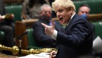 Le Premier ministre britannique Boris Johnson, le 25 janvier 2022 devant le parlement à Londres