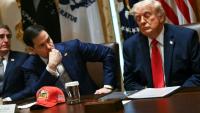 Le président américain Donald Trump avec à sa droite son chef de la diplomatie, Marco Rubio, lors d'un conseil des ministres à la Maison Blanche, à Washington, le 27 mai 2026