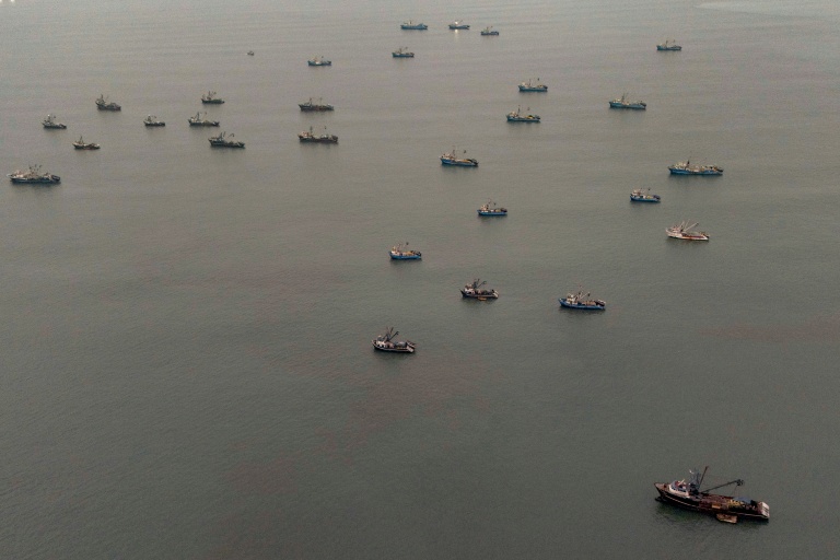 Des bateaux de pêche à l'anchois immobilisés dans le port de Callao, au Pérou, le 31 août 2026