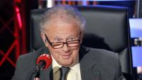 Philippe Bouvard dans les studios de RTL à Paris lors d'une émission des "Grosses têtes" le 29 mars 2010