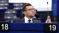 Jordan Bardella au Parlement européen à Strasbourg le 22 octobre 2025